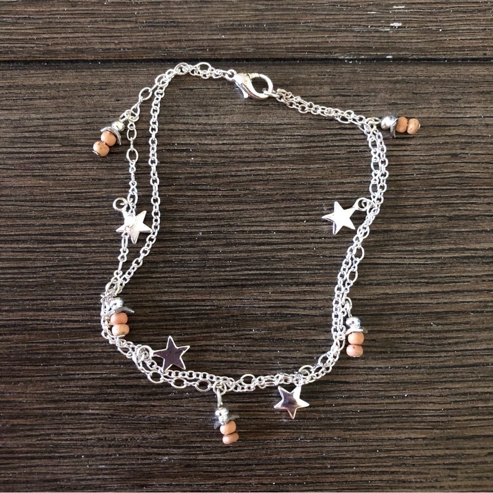 Sliver metal double layer star bracelet/ anklet